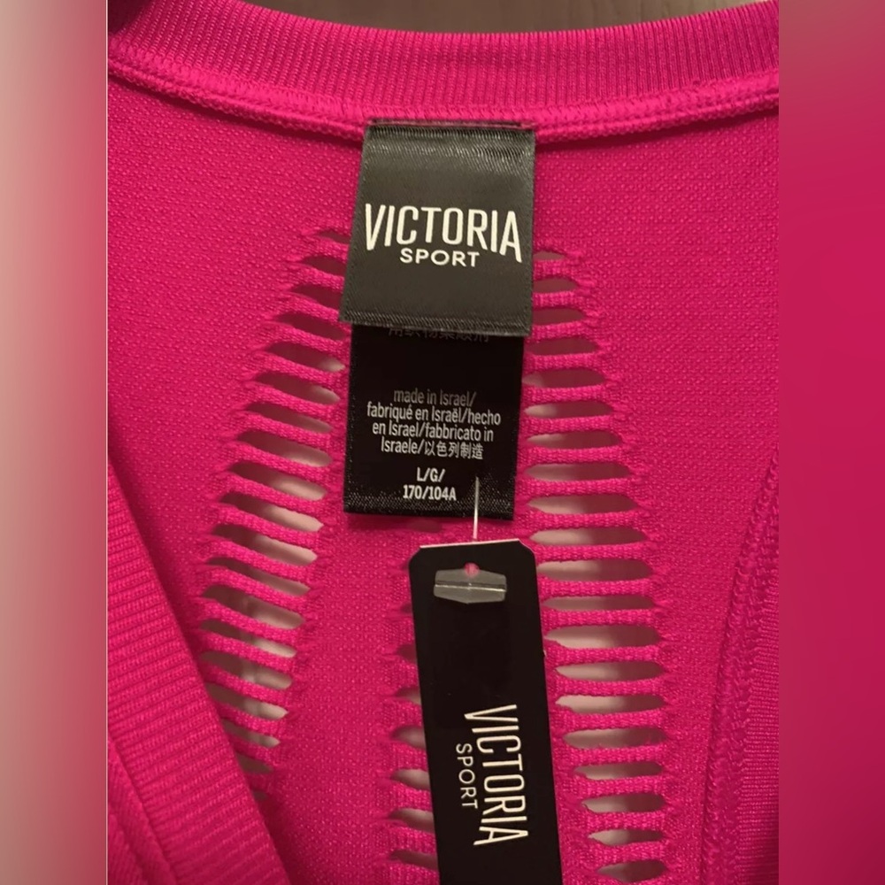 NEW- Victoria’s Secret Hot Pink Sport Seamless Perforation Tank Top Women Large - Picture 3 of 12